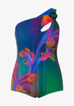 Ulla Popken BONNETS SOUPLES. DÉGRADÉ DE COULEURS, IMPRIMÉ L - Badeanzug - Bleu Paon -Ulla Popken 556a4610477041d0bbbbc1fa777f0ce6