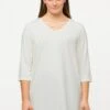 Ulla Popken ZIERBÄNDER CLASSIC V-AUSSCHNITT 3/4-ARM - Langarmshirt - Off White -Ulla Popken 589b18a231c64bdda79f2c2952d03c4d