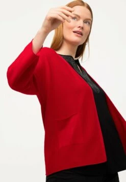 Ulla Popken CROSS RIBBED - Strickjacke - Red Poppy -Ulla Popken 59605cc7103a4f9b8515e8f65277e894