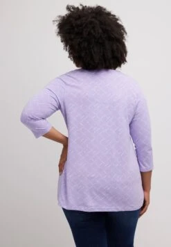 Ulla Popken KARO A-LINIE AUSSCHNITT 3/4-ARM - Langarmshirt - Lavender Multi -Ulla Popken 5a4959f04e2a48daa0ce198c73730f38