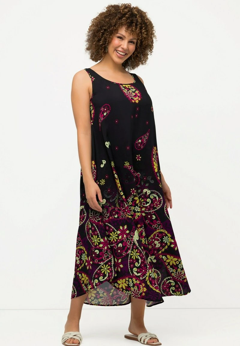Ulla Popken MIDI, PAISLEY, A-LIJN, RONDE HALS, MOUWLOOS - Freizeitkleid - Zwart 4 Ulla Popken MIDI, PAISLEY, A-LIJN, RONDE HALS, MOUWLOOS - Freizeitkleid - Zwart – Bild 2