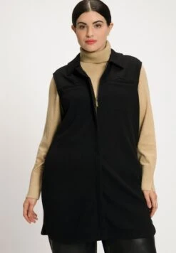 Ulla Popken SWEATWESTE, STRUKTUR, HEMDKRAGEN, ÄRMELLOS - Weste - Schwarz