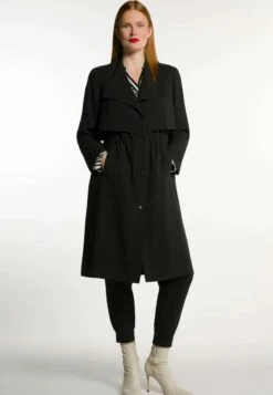 Ulla Popken SPADE COLLAR ZIP FRONT LIGHTWEIGHT - Klassischer Mantel - Black