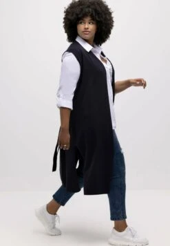 Ulla Popken DUSTER LENGTH OPEN FRONT VEST - Strickjacke - Navy Blue -Ulla Popken 5d5f86e134074f6096e1eb51157ddb59