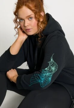 Ulla Popken LONGLINE LANGE MOUWEN - Sweatshirt - Zwart -Ulla Popken 5ea88f6713fd47ed8d87c091fa7457c6