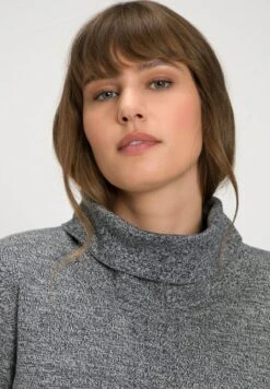 Ulla Popken MOTIF TRESSÉ COL ROULÉ MANCHES LONGUES - Strickpullover - Marine -Ulla Popken 5eb18b1e5a954f06bbd0b0bfbbe4b45f