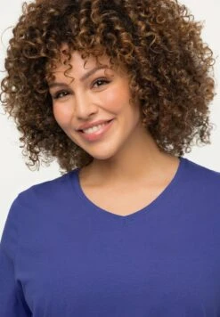 Ulla Popken A-LINIE V-AUSSCHNITT HALBARM - T-Shirt Basic - Blue Purple -Ulla Popken 5f7e64fe13c947d0a284962b62ffd336