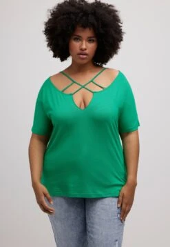 Ulla Popken T-Shirt Basic - Smaragdgrün