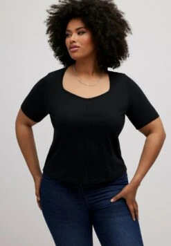 Ulla Popken T-Shirt Basic - Schwarz -Ulla Popken 5fb447d96d834de0b4ea6929c45904ee