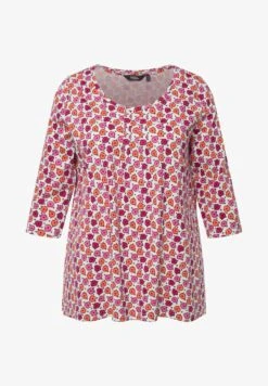 Ulla Popken À FLEURS PLIS FANTAISIE COL EN V MANCHES - Langarmshirt - Blanc Cassé -Ulla Popken 60107dd6ccd34beca3074c08e15914c3