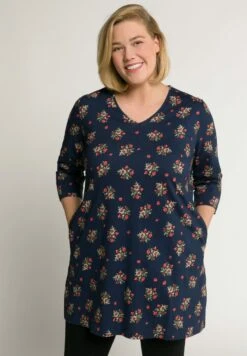 Ulla Popken Langarmshirt - Marine Multicolore