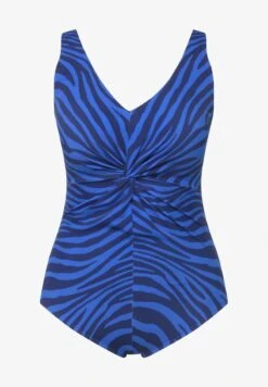 Ulla Popken IMPRIMÉ ZÈBRE DRAPÉ BONNETS SOUPLES - Badeanzug - Bleu Violet -Ulla Popken 616cedd02e5943fdb4c9da79d0501ad7