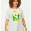 Ulla Popken FLOWER GRAPHIC - T-Shirt Print - Off White
