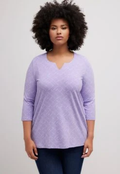 Ulla Popken KARO A-LINIE AUSSCHNITT 3/4-ARM - Langarmshirt - Lavender Multi -Ulla Popken 635720dba37d4aad9c4f9038ad3e22af 1