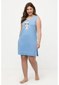 Ulla Popken LONGLINE LLAMA GRAPHIC SLEEP TANK - Jerseykleid - Light Blue -Ulla Popken 6473a1560e914f938d66bf9d40de87c5