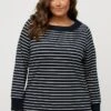 Ulla Popken Langarmshirt - Dunkles Marine -Ulla Popken 66013b2c742b4337962bfbc1b9dec36e