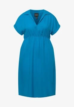Ulla Popken À MANCHES COURTES. COL POCHES ET COL EN V. - Freizeitkleid - Bleu Turquoise -Ulla Popken 6a6c285688a9450c895ce019972eac26
