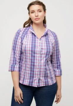 Ulla Popken KARO KELCHKRAGEN 3/4 ARM - Hemdbluse - Dunkles Flieder -Ulla Popken 6c5abf64fdb04ce5b42b583c5a363737 1