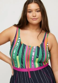 Ulla Popken ZIP, SANS BONNETS SOUPLES, JAMBES COURTES - Badeanzug - Noir -Ulla Popken 71b65487d2fd4b98b599aed4039fbe9f