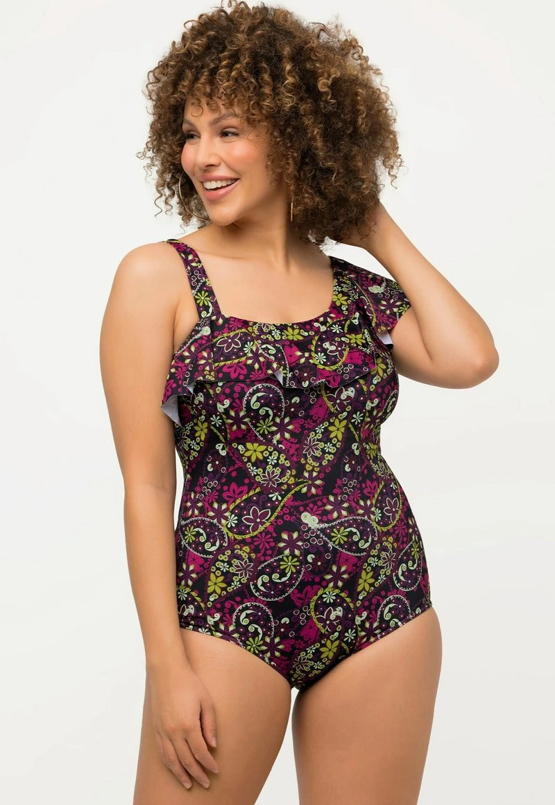 Ulla Popken ASYMÉTRIQUE BONNETS SOUPLES IMPRIMÉ - Badeanzug - Noir 4 Ulla Popken ASYMÉTRIQUE BONNETS SOUPLES IMPRIMÉ - Badeanzug - Noir – Bild 2