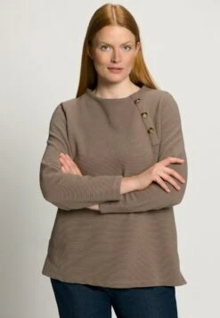 Ulla Popken OTTOMAN STRUCTUUR LANGE MOUWEN - Strickpullover - Nougatbruin