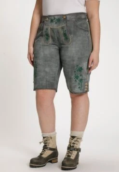 Ulla Popken STICKEREI - Lederhose - Grau -Ulla Popken 77d1f18eeea2432ead24cf9a46a3aa80