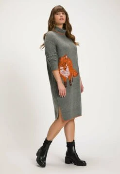 Ulla Popken Strickkleid - Grau Melange -Ulla Popken 789b1b197ce542dbbf6bc030504f7380