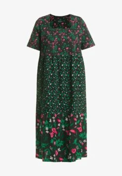 Ulla Popken MIXED PRINT SQUARE NECK TIERED RUFFLE - Freizeitkleid - Schwarz -Ulla Popken 7ab0aea499344f0183a801e6967f59ec