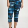 Ulla Popken AQUARELPRINT HIGH WAIST RITSZAKJE - Leggings - Hosen - Zwart