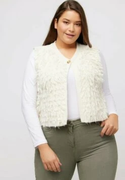 Ulla Popken FRANSEN V-AUSSCHNITT ÄRMELLOS - Weste - Vanille -Ulla Popken 7bb67cc2694a4129ae4efd73adce363d 1