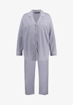 Ulla Popken ECO PIPING ACCENT SET - Nachtwäsche Set - Grey -Ulla Popken 7bd91baeec564defa93c4c3ad508396b