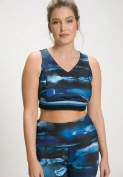 Ulla Popken IMPRIMÉ AQUARELLE DÉCOLLETÉ V - Bustier - Noir