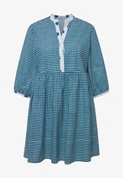 Ulla Popken RUFFLED GINGHAM - Tunika - Indigo -Ulla Popken 7e1394edfec34f0fbc5c06ae8a883bde