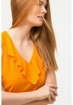 Ulla Popken SANS MANCHES DÉCOLLETÉ EN V. - Bluse - Orange Vif -Ulla Popken 7e872492915540c793509e9d46f07851