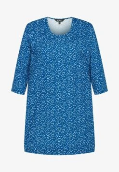 Ulla Popken BLÜTEN MUSTER, RUNDHALS, 3/4-ÄRMEL - Langarmshirt - Himmelblau -Ulla Popken 7f42b8323d6e47af889e7841a905dca6