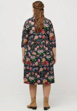 Ulla Popken BLOMENE A LIJN - Blusenkleid - Marine -Ulla Popken 83a89420321b4f0bafd589b0c541c6e1