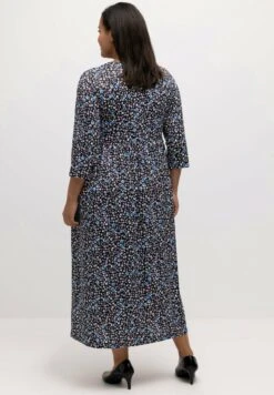 Ulla Popken MUSTER, PRINZESSNAHT, RUNDHALS - Jerseykleid - Multicolor Schwarz -Ulla Popken 84c1734207a94195827ee81281767a96