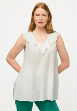 Ulla Popken SANS MANCHES DÉCOLLETÉ EN V. - Bluse - Blanc Cassé -Ulla Popken 85318186b43a43238201859c266eb249