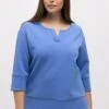 Ulla Popken NOTCH NECK STRETCH - Sweatshirt - Sky Blue -Ulla Popken 8764d220d32d4955a6bc5fb22abd21da