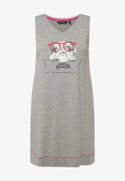 Ulla Popken LONGLINE DOG GRAPHIC - Nachthemd - Light Gray Melange -Ulla Popken 88bc06f0be0b4925bd6d28cdb3239a10