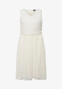 Ulla Popken MIDI À PAILLETTES SANS MANCHES COL EN V - Cocktailkleid/festliches Kleid - Blanc Cassé -Ulla Popken 8bf509c38a314a0d8844b95564a6930e