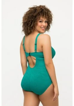 Ulla Popken MOTIF FEUILLES, DRAPÉ - Badeanzug - Turquoise -Ulla Popken 8c6216b321d044bf8ef91ee6ddae19be