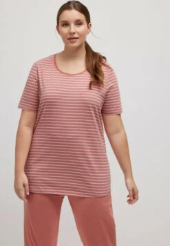Ulla Popken STRIPE ROUND NECK SHORT SLEEVE - Nachtwäsche Shirt - Pink Multi Stripe -Ulla Popken 8c7ac572086442b6a2f954cc34016c35