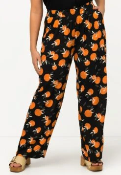 Ulla Popken PALAZZO AVEC TAILLE ÉLASTIQUE - Stoffhose - Noir