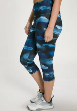 Ulla Popken AQUARELPRINT HIGH WAIST RITSZAKJE - Leggings - Hosen - Zwart -Ulla Popken 91d55d8e6ea549d79aaaebddc6754d59