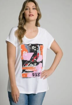 Ulla Popken HALBARM - T-Shirt Print - Schneeweiß