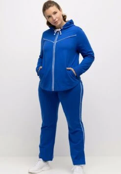 Ulla Popken PIPING KAPUZE GERUNDETER SAUM - Sweatjacke - Royalblau -Ulla Popken 92df95d8962a489b9a7c1f35860b530a