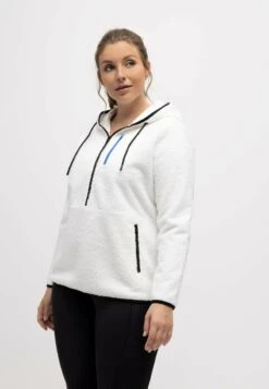 Ulla Popken KOORDINATEN-DRUCK ZIPPTASCHEN LANGARM - Fleecepullover - Schneeweiß 12 Ulla Popken KOORDINATEN-DRUCK ZIPPTASCHEN LANGARM - Fleecepullover - Schneeweiß -Ulla Popken 94127dbd062244ee96ae3ea722734f0f 1