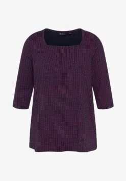 Ulla Popken POIS LIGNE EN A ENCOLURE CARRÉE MANCHES 3/4 - Langarmshirt - Bleu Marine -Ulla Popken 941cdd948948430ead368f8caf8237e5