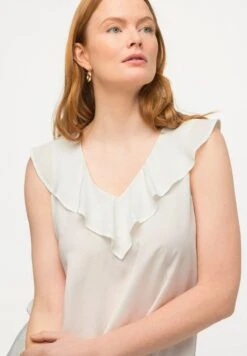 Ulla Popken SANS MANCHES DÉCOLLETÉ EN V. - Bluse - Blanc Cassé -Ulla Popken 947f758841df46db9635898df987620d